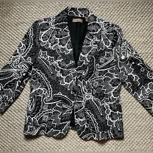 I.E. Womens linen Black/White Blazer Jacket Size-10